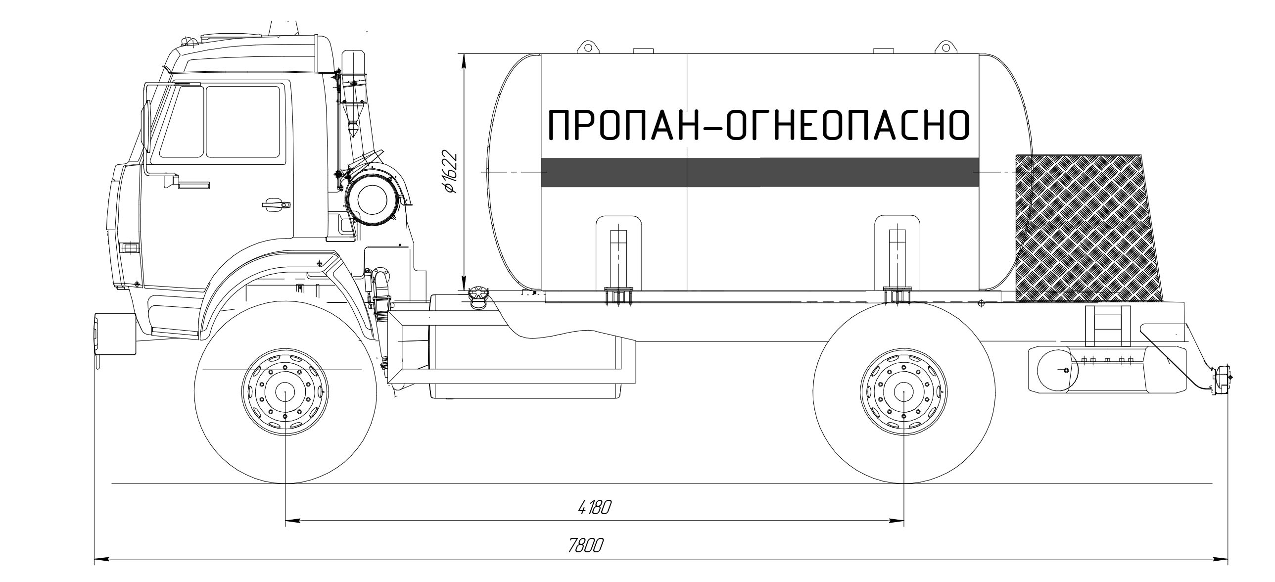 Купить газовоз-автоцистерна 7 м3 на базе КАМАЗ 43502 по цене от .