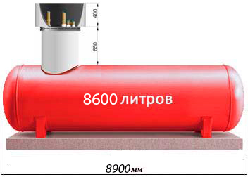 Газгольдер с высокой горловиной 8600 литров для газификации дома площадью до 600 м.кв.
