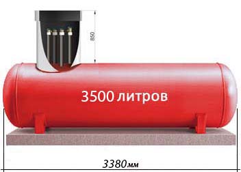 Газгольдер высокие патрубки 3500 литров